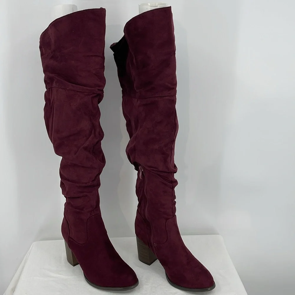 JOURNEE WOMENS SIZE 8 WINE COLORED OVER THE KNEE BOOTS